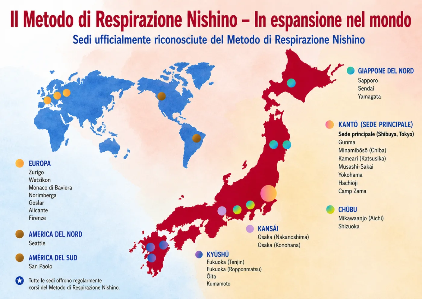 Il Metodo di Respirazione Nishino – diffuso in tutto il mondo (mappa dei corsi certificati)